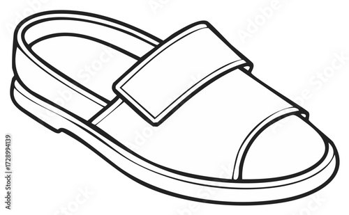 Simple Outlined Open Toed Sandal With Velcro Strap