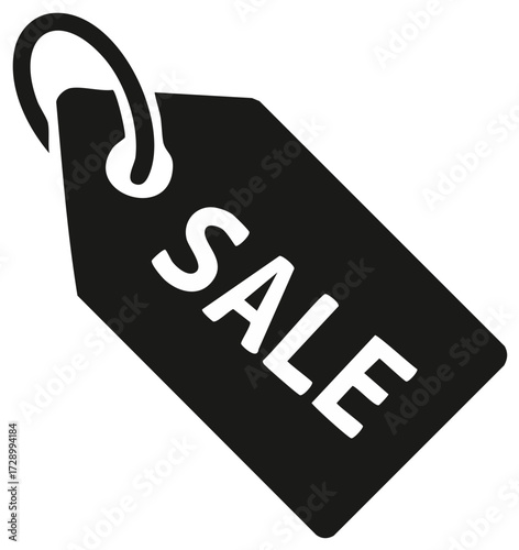 Promotional Black Sale Tag: Discount Marketing Graphic in Solid Color