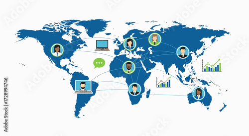 Global Network Connectivity Illustration of Worldwide Communication and Collaboration