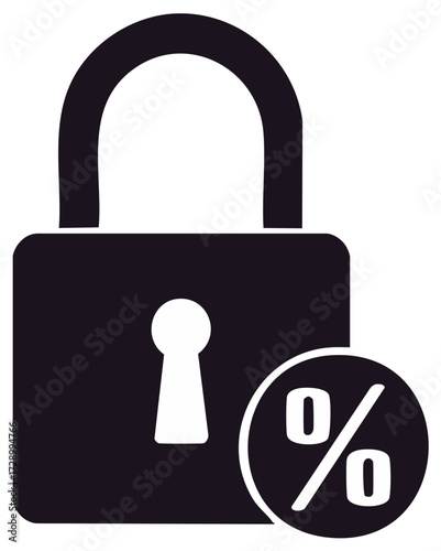 Interest Rate Lock vector icon with padlock and percentage symbol for finance and banking concepts