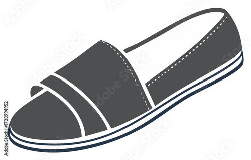 Gray Slip-On Espadrille Shoe with White Accents for Casual Summer Style