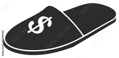 Dollar Sign on a Black Slipper Icon Symbolizing Financial Comfort and Home Luxury
