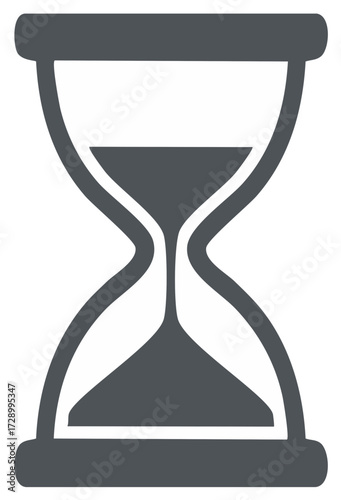 Gray hourglass icon with sand, symbol of time, waiting and patience