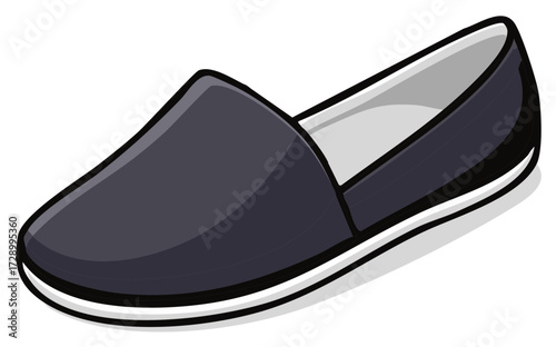 Comfortable Grey Slip-On Shoe with White Sole, Casual Footwear Illustration