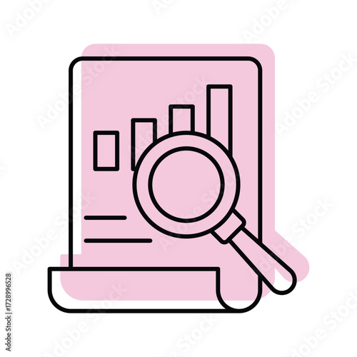 Data Research color shadow thinline icon , vector, pixel perfect, illustrator file 

