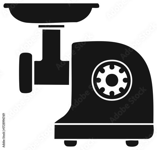 Electric Meat Grinder Appliance for Kitchen Use and Food Preparation Icon Vector Silhouette