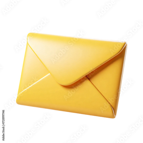 Blank Yellow Envelope Mail Letter Notification Closed 3D Render Icon Illustration Cute Cartoon Style Object