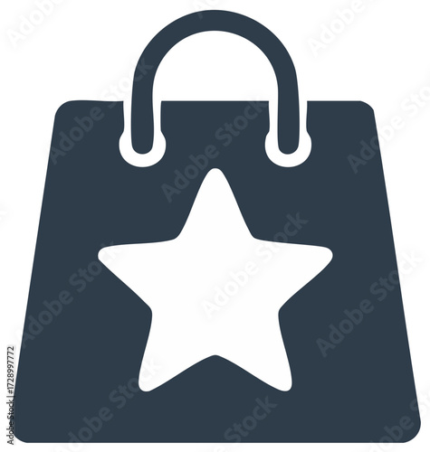 Shopping bag with star icon for favorite store, best purchase, or customer rewards program
