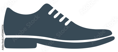 Simple dark blue icon representing a classic men's oxford shoe