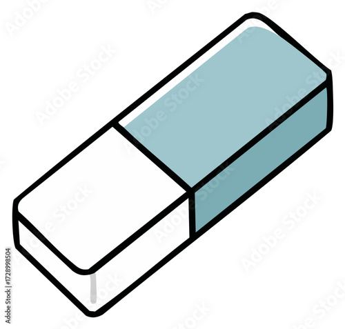 Simple illustration of a two-tone eraser, a tool for removing pencil marks