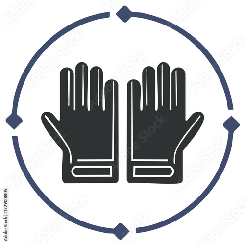 Protective work gloves icon symbol for safety and industrial labor