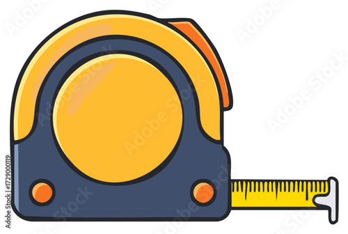 Colorful cartoon tape measure illustration for construction DIY and home improvement projects