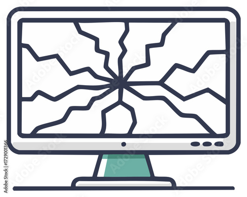 Broken computer screen icon vector illustration