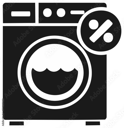 Washing Machine with Percentage Symbol Indicating Discount or Sale