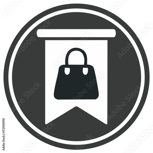 Handbag Icon on Banner within a Circle