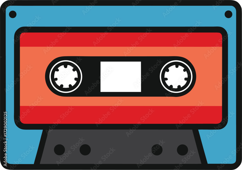 Naklejka premium Retro Cassette Tape or VHS Tape Design with Vintage Aesthetic and Analog Media Elements