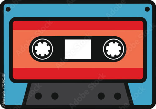 Retro Cassette Tape or VHS Tape Design with Vintage Aesthetic and Analog Media Elements