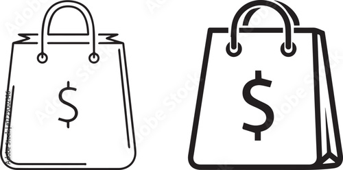 Shopping Bag with Dollar Sign Icon for E-commerce and Retail