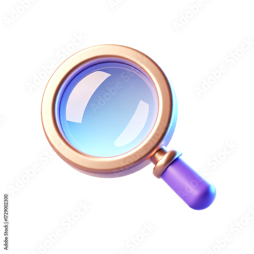 Magnifying Glass Search Tool 3D Render Icon Illustration Cute Cartoon Style Research Zoom Concept