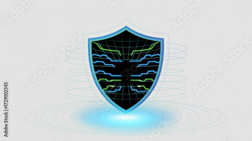 Cyber security shield protection digital data network technology system antivirus firewall concept design