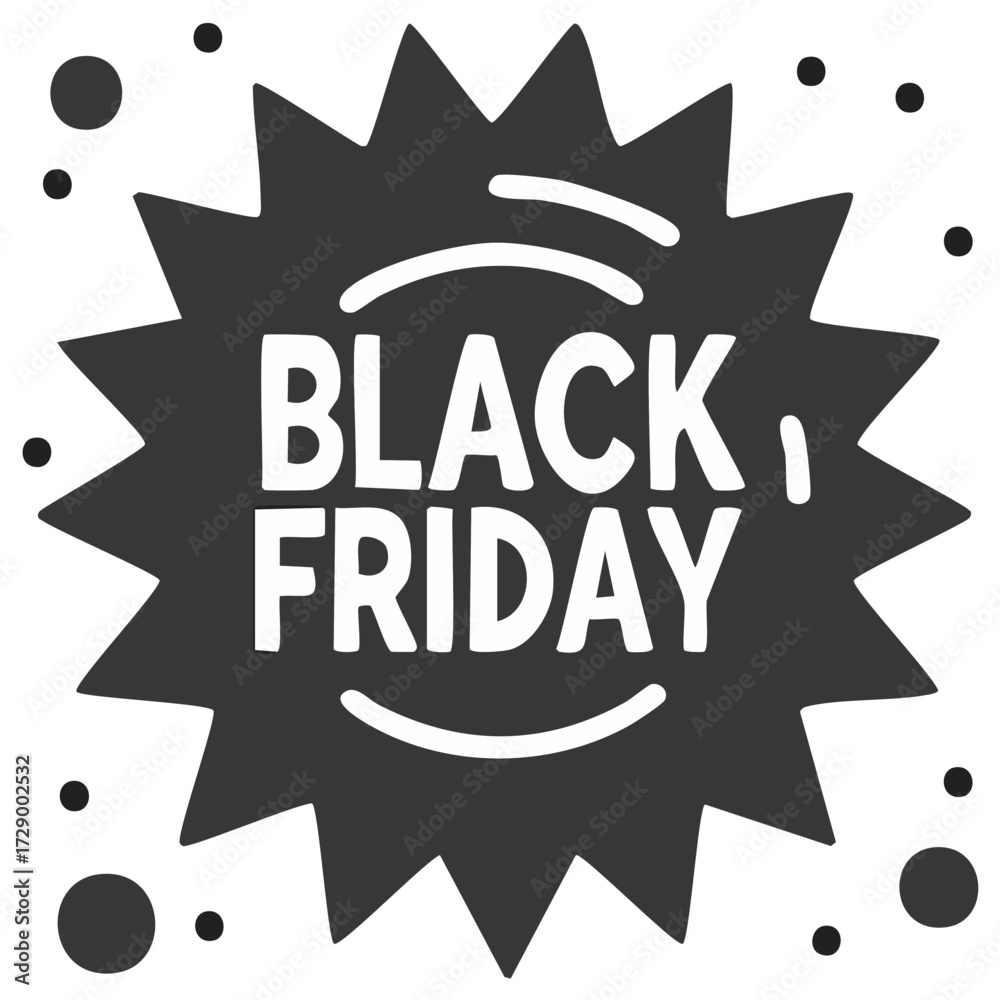 Fototapeta premium Bold Black Friday Sale Graphic with Starburst and Decorative Elements for Seasonal Shopping Event Promotions