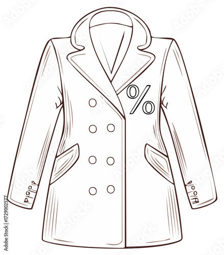Double Breasted Jacket Outline with Percentage Symbol and Buttons