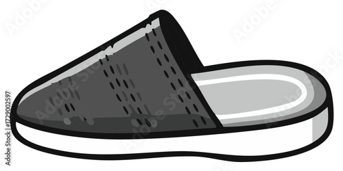 Gray Fabric Single Indoor Slippers or Mule with Detailed Upper Section