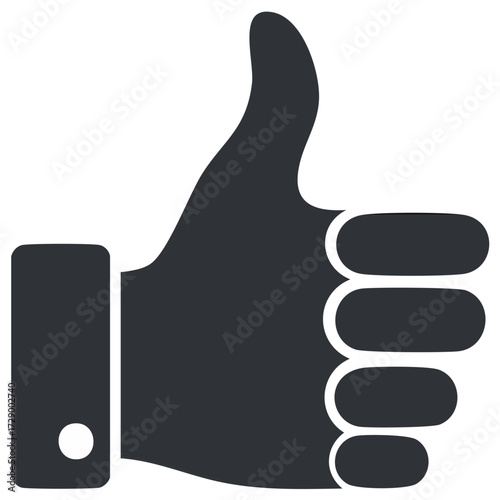 Simple dark gray thumbs up gesture icon representing approval and positivity