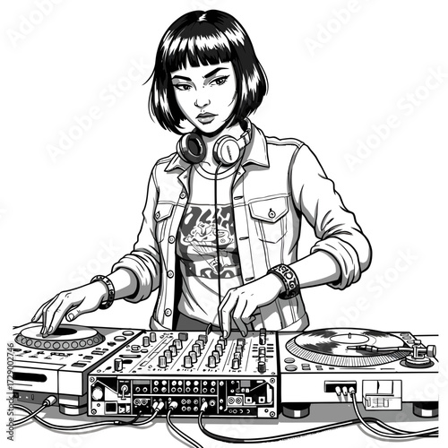 Female DJ vector