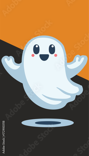 A friendly ghost floating, arms open 
