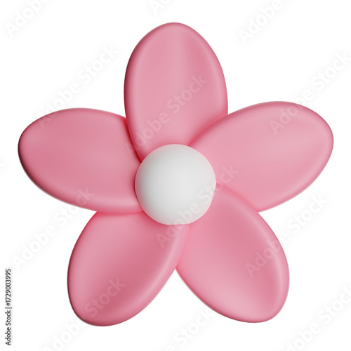 Pink 3d flower icon representing spring blossom