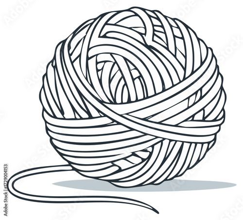 Vector Yarn Ball Illustration for Crafts Needlework or Crochet on White Background