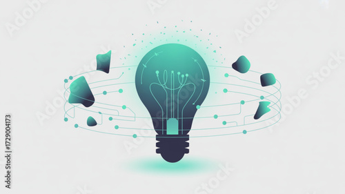 Creative idea lightbulb innovation concept digital technology solution inspiration and network connection design