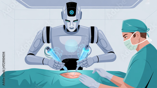 Robot assisted surgery futuristic medical technology healthcare innovation and automation in medicine