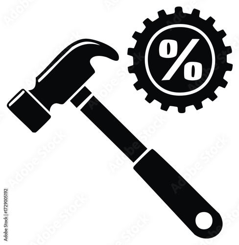 Hammer and Gear Icon with Percentage Symbol