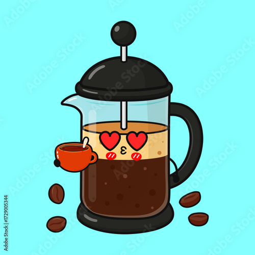 French press coffee maker loving coffee beans