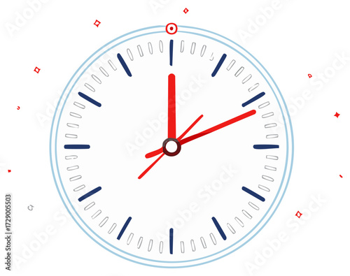Stylized Analog Clock Illustration with Decorative Elements Depicting Time