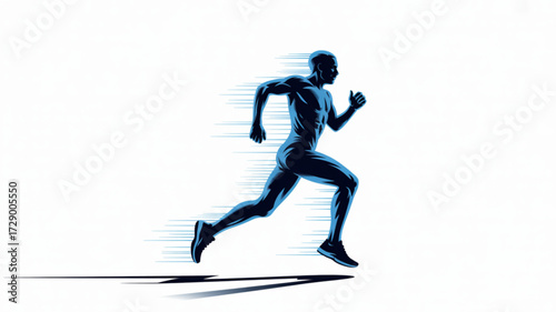 Running man vector illustration for sports fitness training and marathon race graphic design element concept