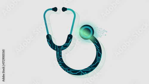 Digital healthcare stethoscope technology medical device electronic health record telemedicine concept