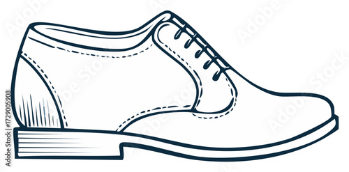 Professional men's Oxford dress shoe vector illustration for elegant fashion and business