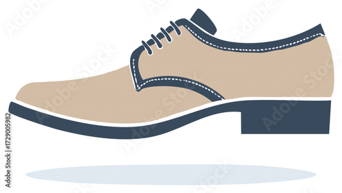 Classic Men's Oxford Shoe in Tan with Dark Blue Accents and Stitched Details