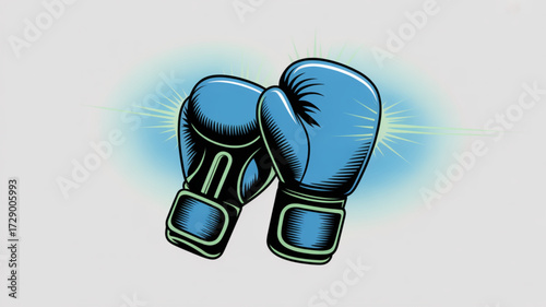 Blue boxing gloves vector illustration for boxing training gear and martial arts equipment design project