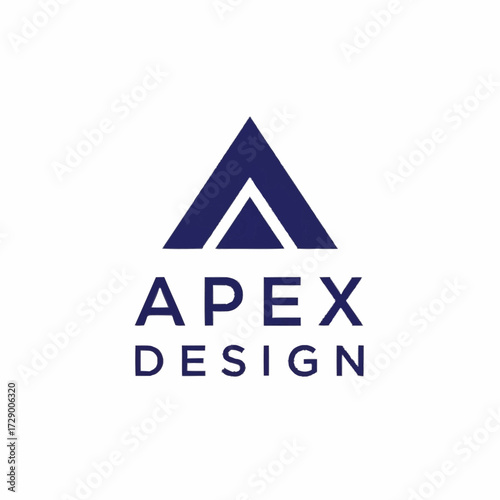 Tablou pe pânză A minimalist logo featuring a dark blue triangular shape and accompanying text, representing a design company