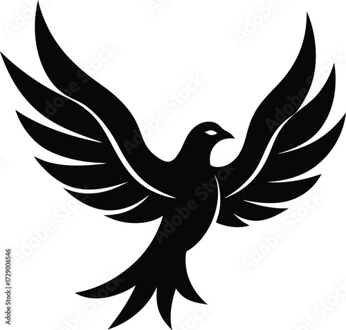 Stylized firebird in flight icon design