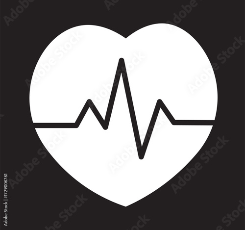 Heartbeat line icon set. Heart pulse symbol collection in flat design. Vector cardiogram.Heart beat pulse cardiogram wave icon vector illustration