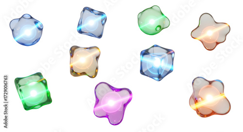 3D Transparent glow light effects  lens flare pieces isolated on white background