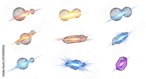 3D Transparent glow light effects  lens flare pieces isolated on white background