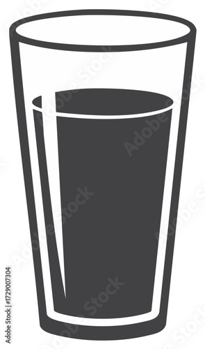 Simple graphic icon of a glass filled with dark liquid