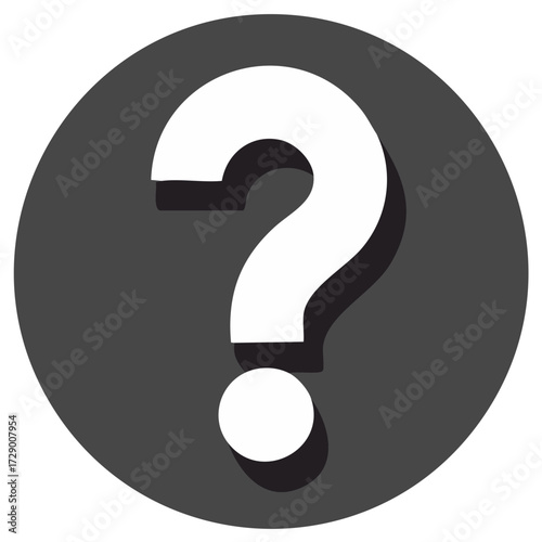 Simple Question Mark Symbol Inside Dark Circle Graphic