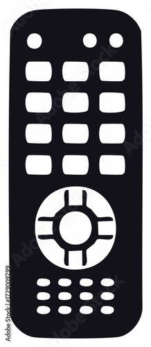 Minimalist universal remote control icon for home entertainment media devices